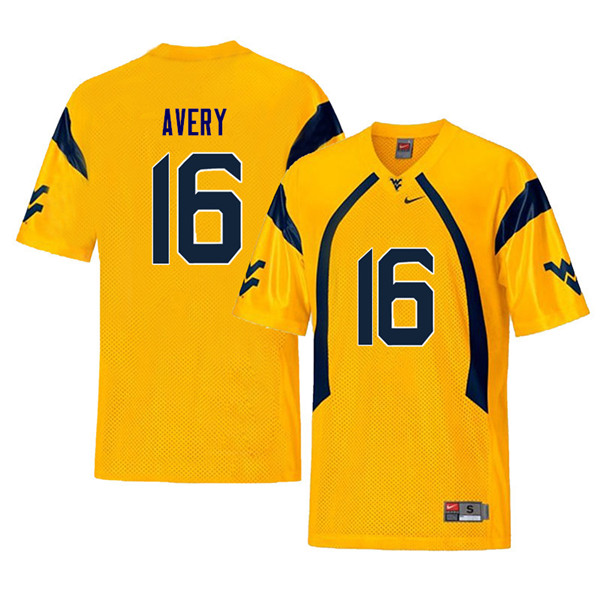 Men #16 Toyous Avery West Virginia Mountaineers Retro College Football Jerseys Sale-Yellow - Click Image to Close